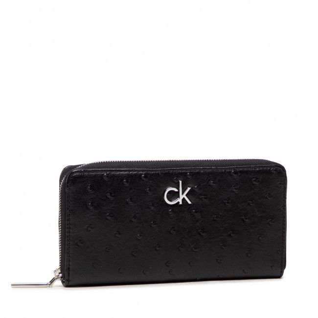 Portafoglio grande da donna Calvin Klein - Re-Lock Slim Z/A Wallet Lg Ostr K60K608633 BLK