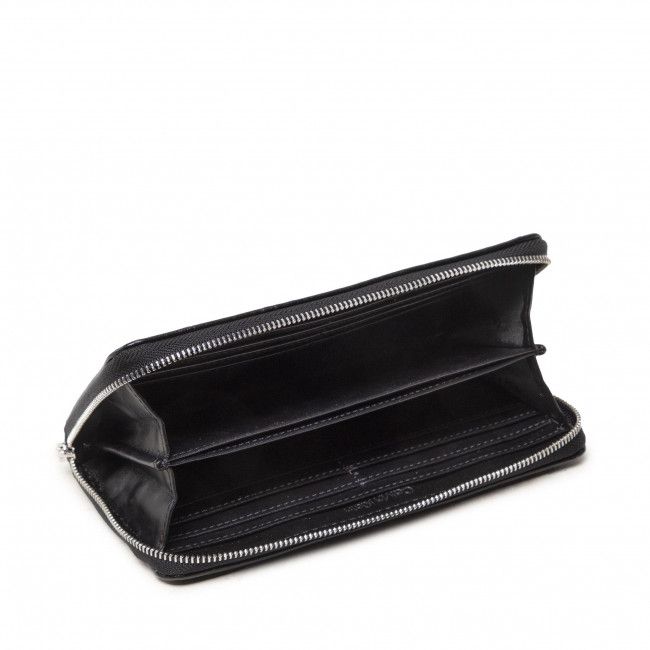 Portafoglio grande da donna Calvin Klein - Re-Lock Slim Z/A Wallet Lg Ostr K60K608633 BLK