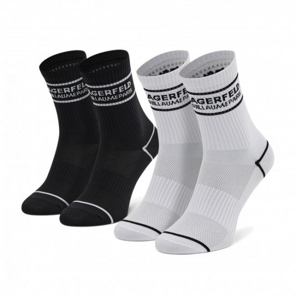 Set di 2 paia di calzini lunghi unisex KARL LAGERFELD - 211W6005 Blck/Wht A998