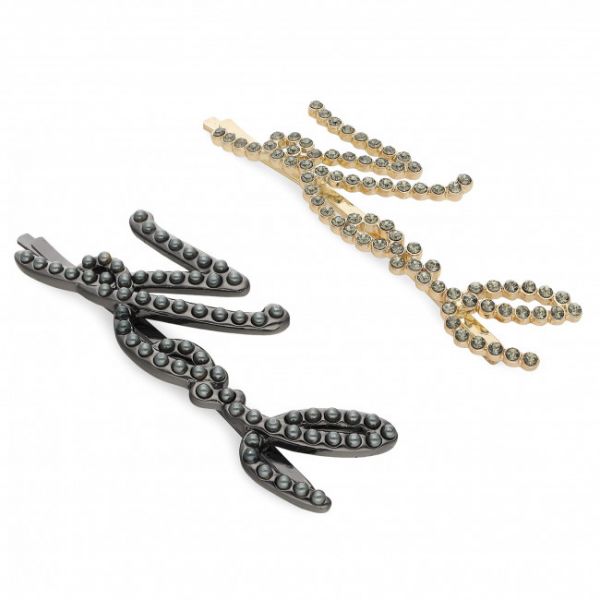 Set di 2 fermagli per capelli KARL LAGERFELD - 206W3904 Gunmetal/M Set di 2 fermagli per capelli KARL LAGERFELD - 206W3904 Gunmetal/M