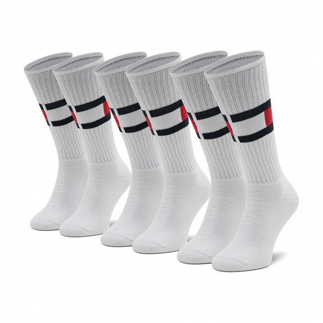 Set di 3 paia di calzini lunghi unisex Tommy Hilfiger - 100002978 White 001