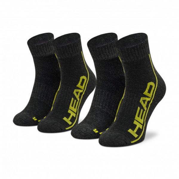 Set di 2 paia di calzini corti unisex Head - Performance Quarter 791019001 Dark Grey/Lime 009