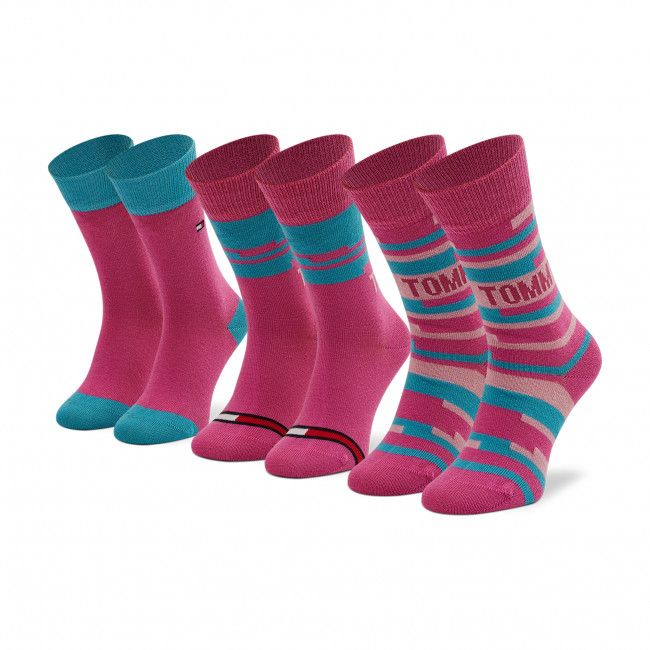 Set di 3 paia di calzini lunghi da bambini Tommy Hilfiger - 701210516 Pink 003
