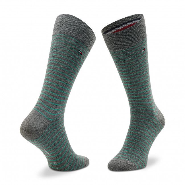 Set di 2 paia di calzini lunghi da uomo Tommy Hilfiger - 100001496 Grey Melange/Green 021