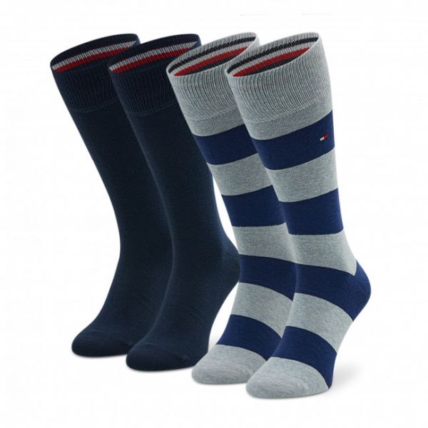 Set di 2 paia di calzini lunghi da uomo Tommy Hilfiger - 342021001 Blue 080