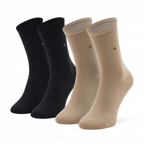 Set di 2 paia di calzini lunghi da donna TOMMY HILFIGER - 371221 Beige Combo 089