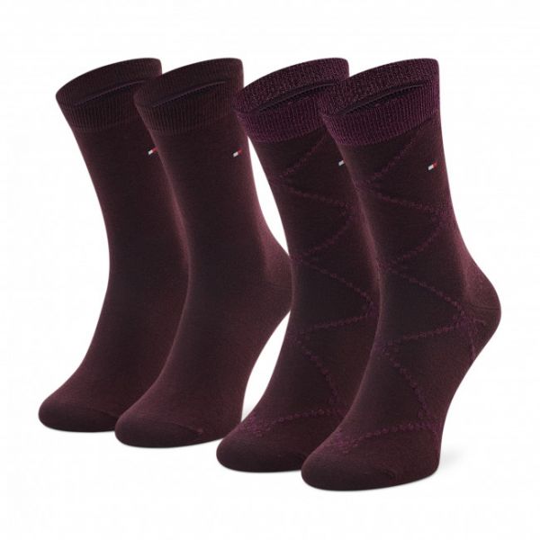 Calzini lunghi da donna TOMMY HILFIGER - 701220251 Burgundy 004