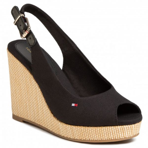 Espadrillas TOMMY HILFIGER - Iconic Elena Sling Back Wedge FW0FW04789 Black BDS